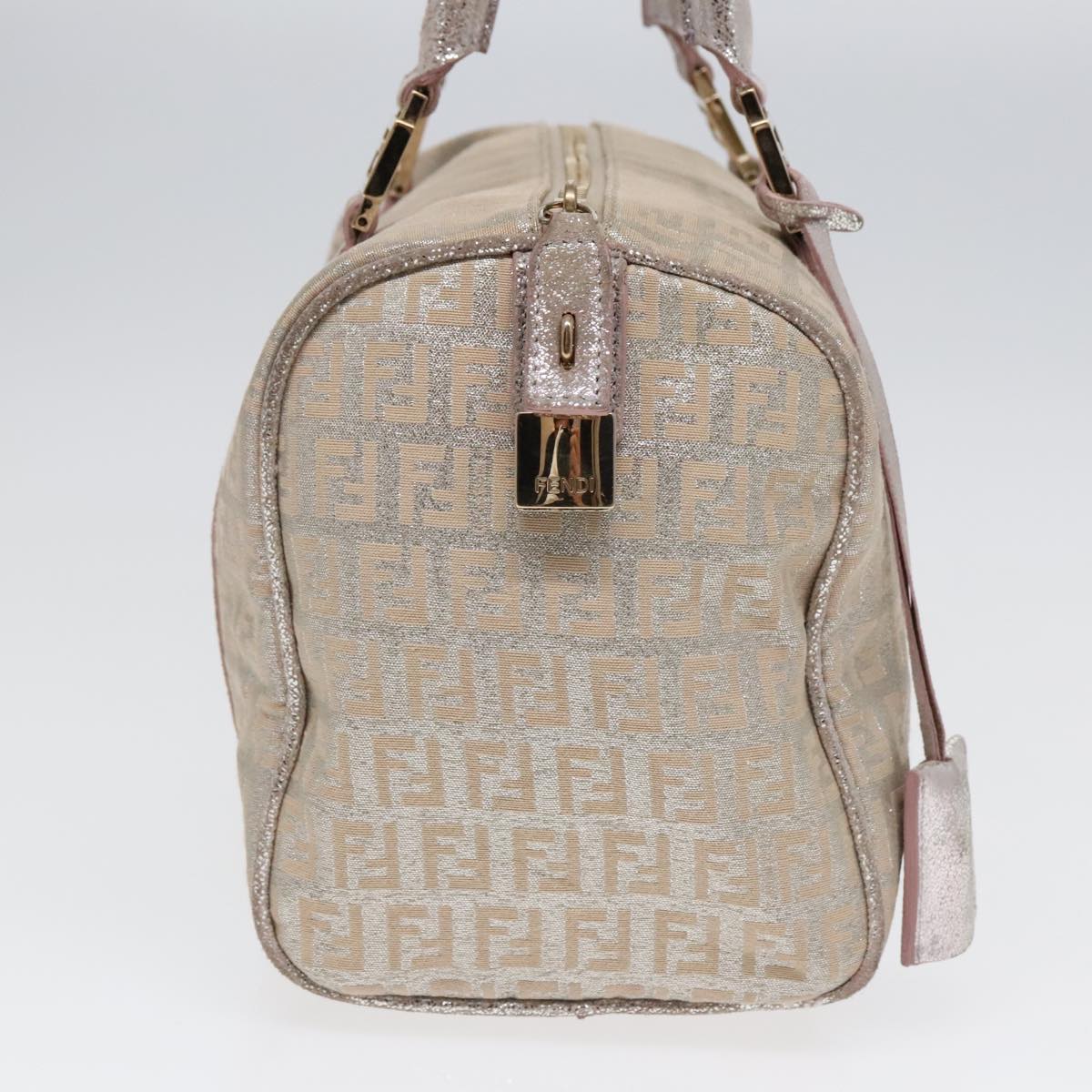 Luxury Fendi Zucchino Canvas Boston Bag Silver Beige91810