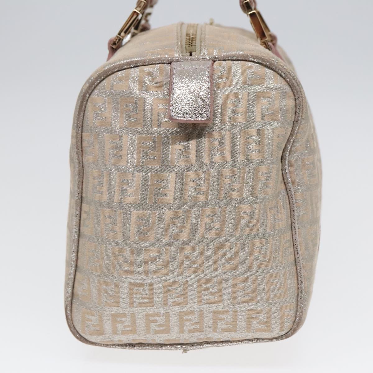 Luxury Fendi Zucchino Canvas Boston Bag Silver Beige91810