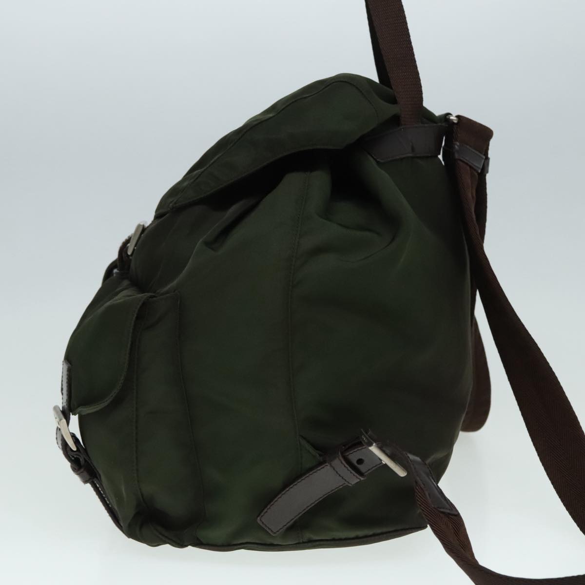 Luxury Prada Backpack Nylon Khaki Brown Silver  91834
