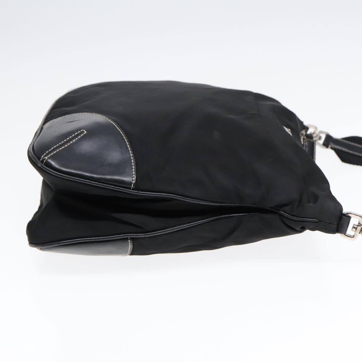 Luxury Prada Shoulder Bag Nylon Leather Black Silver  91835