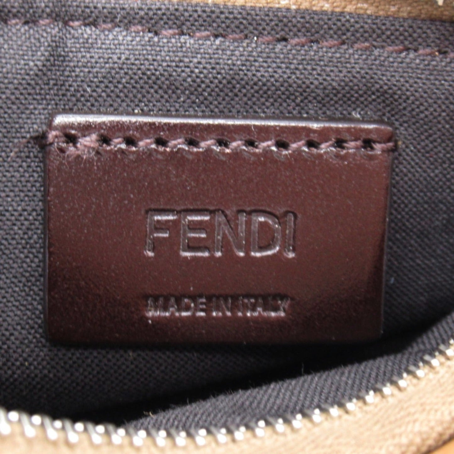 Luxury Fendi Key case Pouch Key case Leather Fabric Brown
