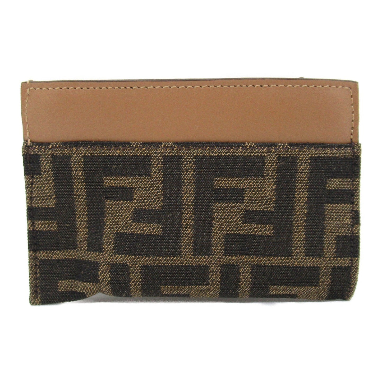 Luxury Fendi Key case Pouch Key case Leather Fabric Brown