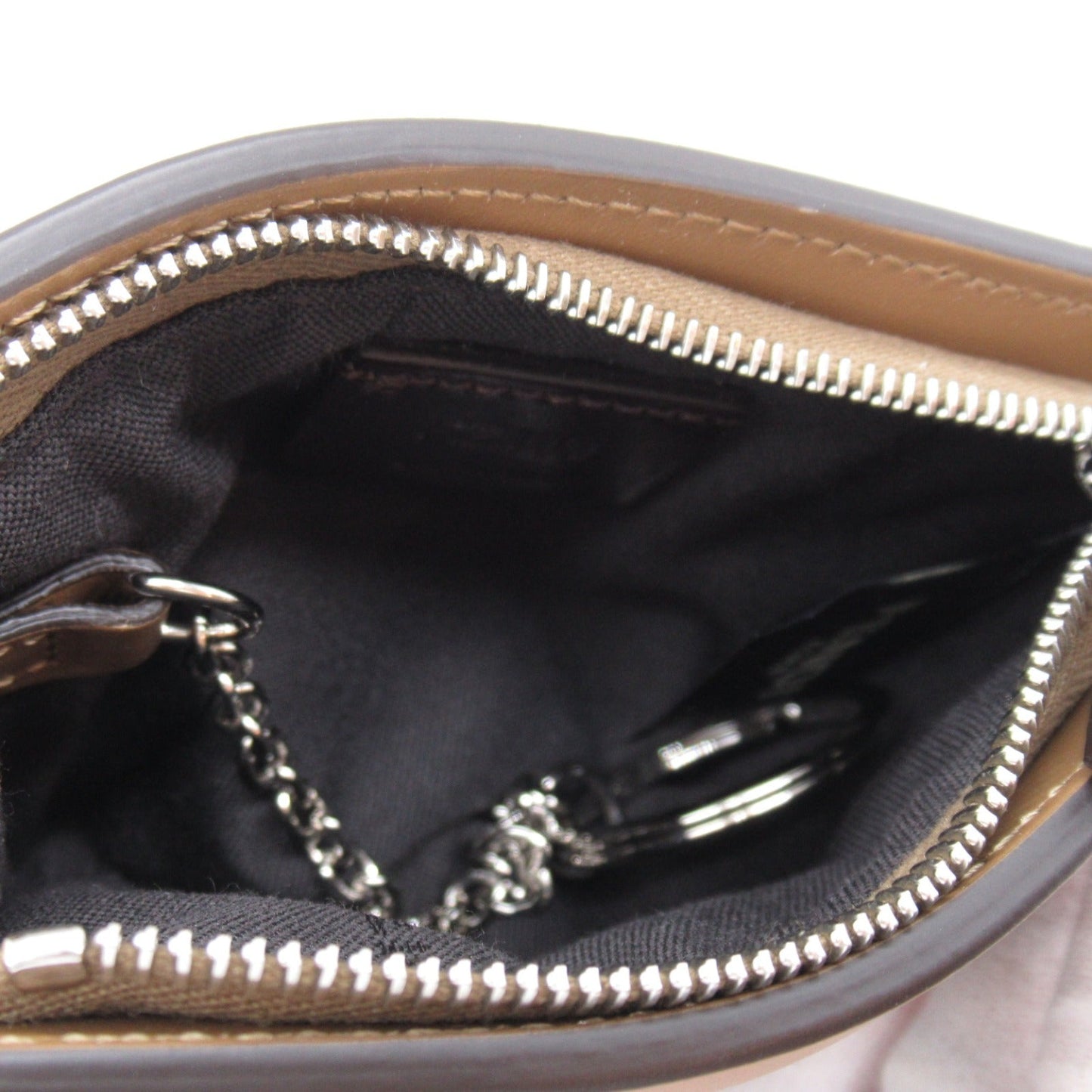 Luxury Fendi Key case Pouch Key case Leather Fabric Brown
