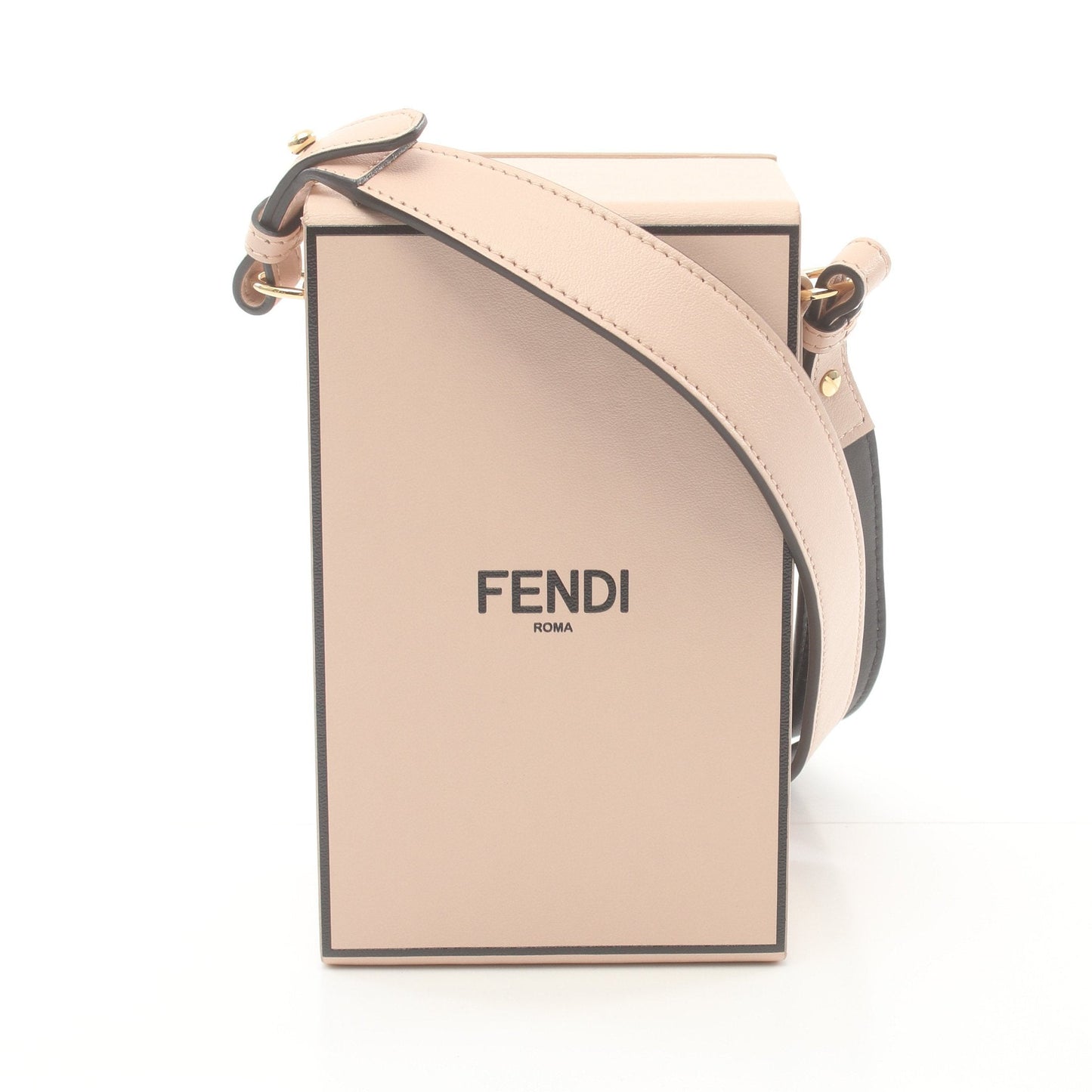 Luxury Fendi Box Shoulder bag Leather Light pink