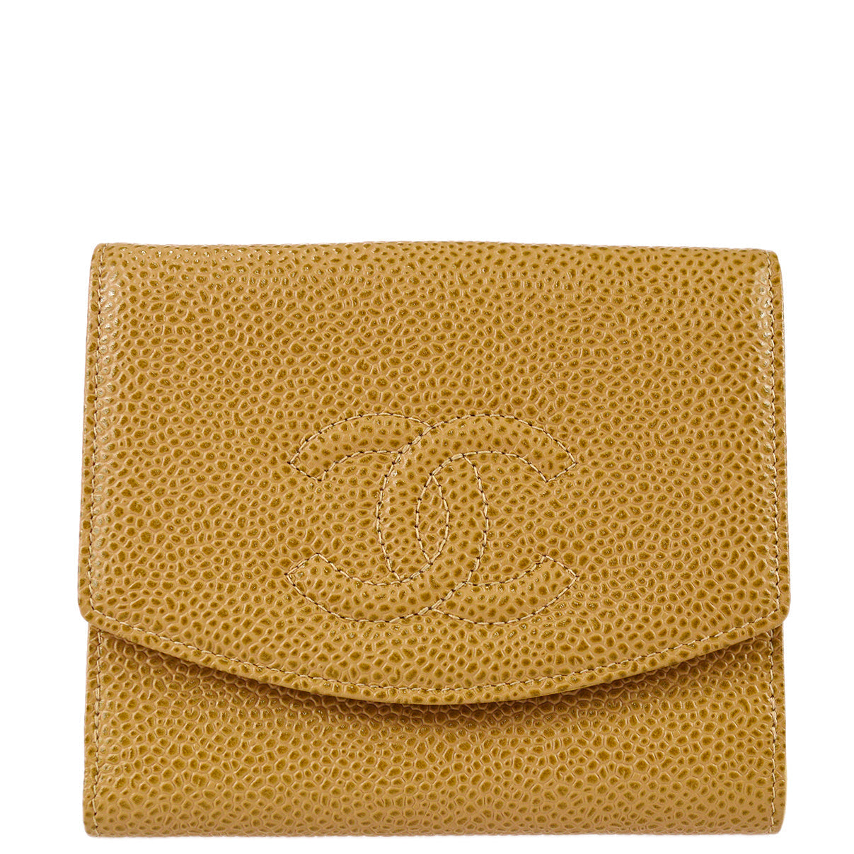 Luxury Chanel Bifold Wallet Beige Caviar