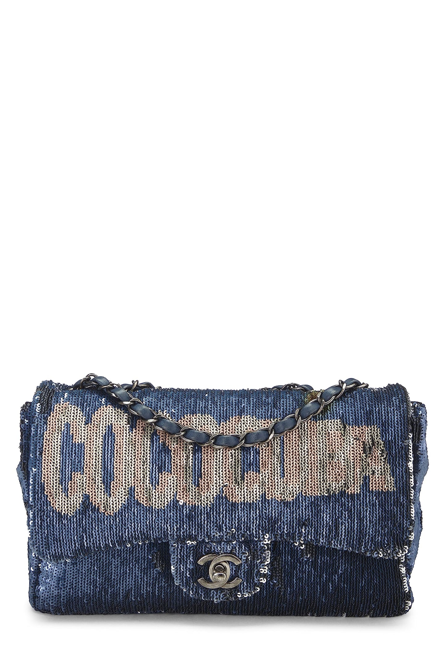 Chanel,  Paris-Cuba Navy Sequin Classic Flap Bag Medium, Navy