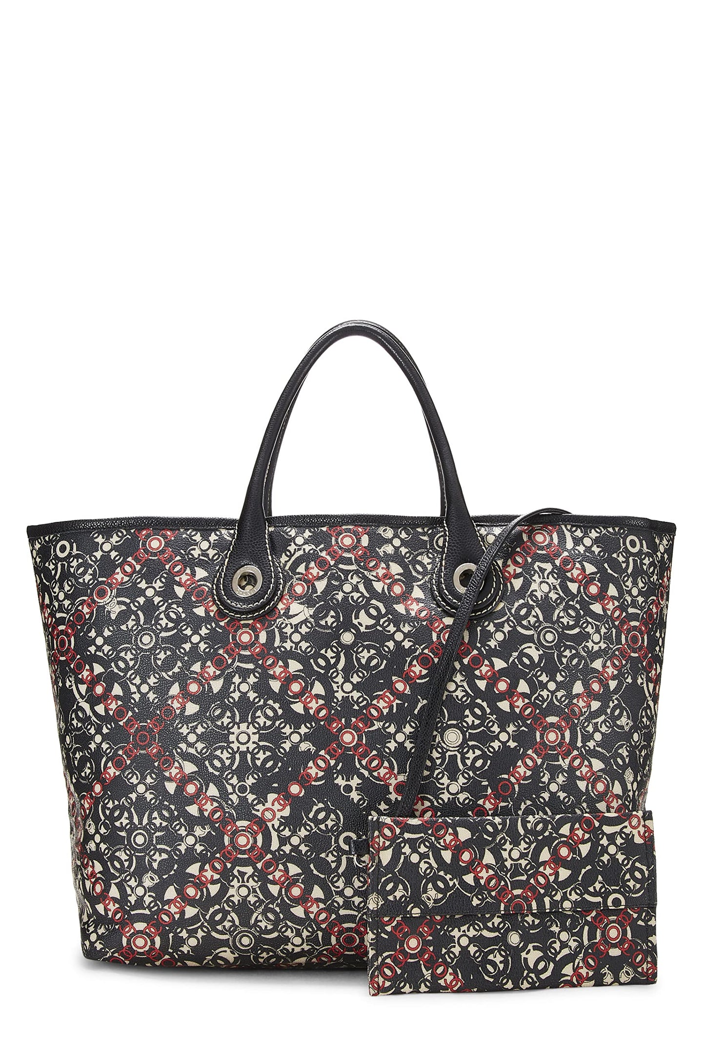 Chanel,  Black Coated Canvas Optic Coco Tote, Black