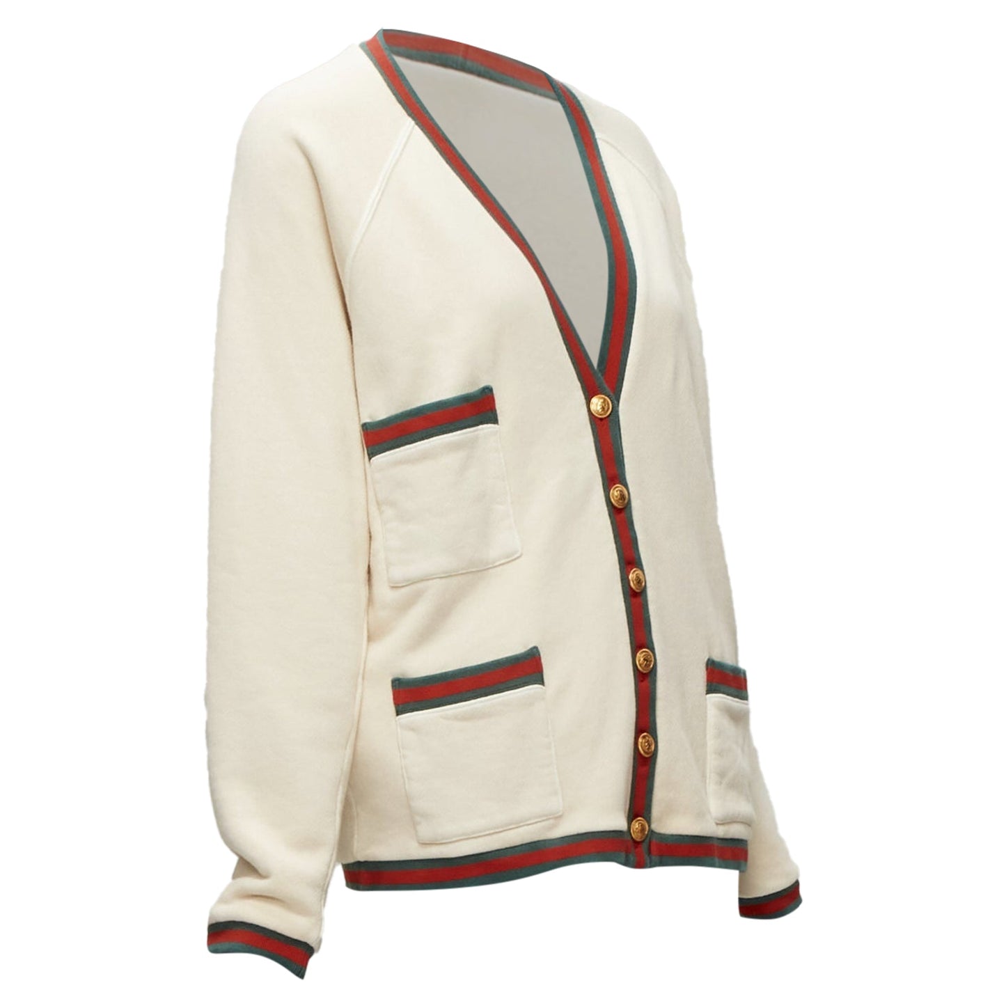 Gucci reversible web button oversized cardigan