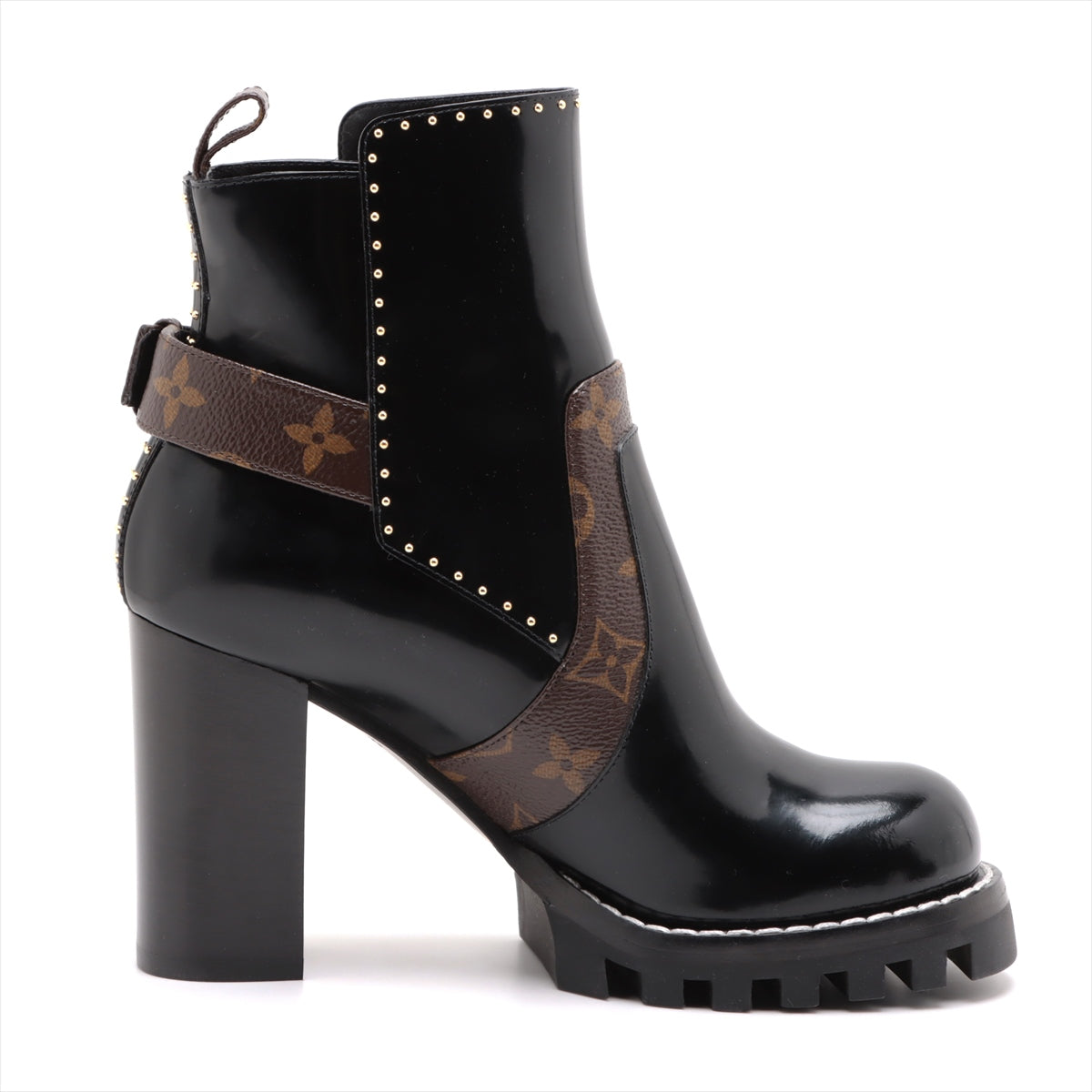 Louis Vuitton Start Trail Line 20 Years PVC  Leather Short Boots 37 1/2  Black × Brown MA0280 Monogram