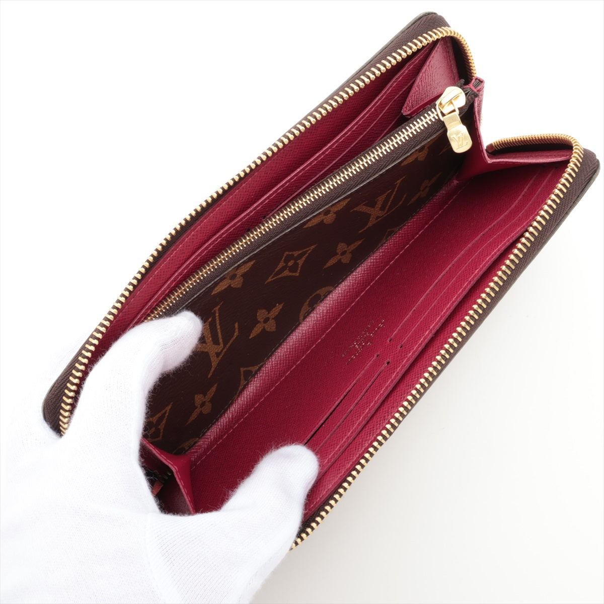 Louis Vuitton Monogram Portefolio Claimance M60742 Fuchsia Pink Round  Wallet