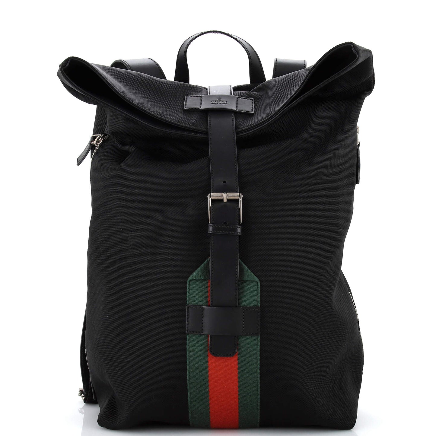 Luxury Gucci Trending 2025 Web Fold Over Backpack Techno Canvas Medium