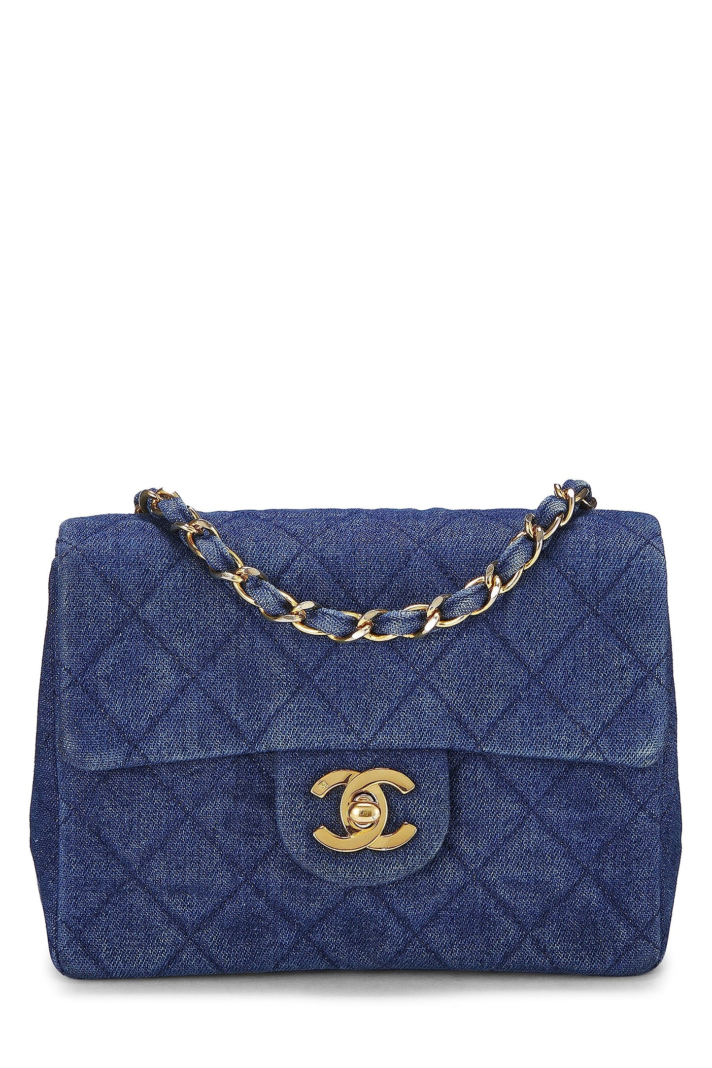 Chanel,  Blue Denim Half Flap Mini, Blue