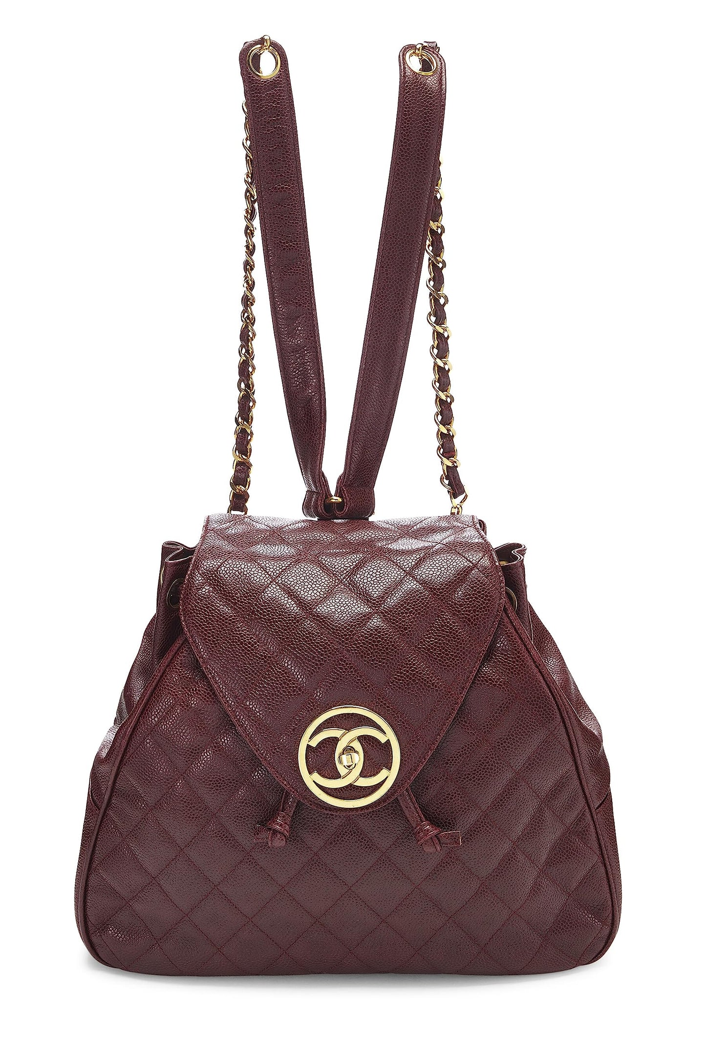 Chanel,  Burgundy Quilted Caviar Backpack Large, Burgundy
