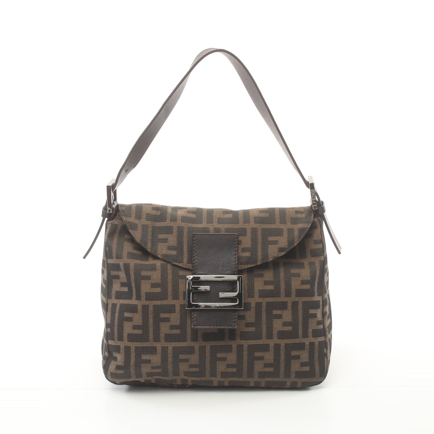 Luxury Fendi Mamma bucket Zucca One shoulder bag Canvas Leather Brown Dark brown