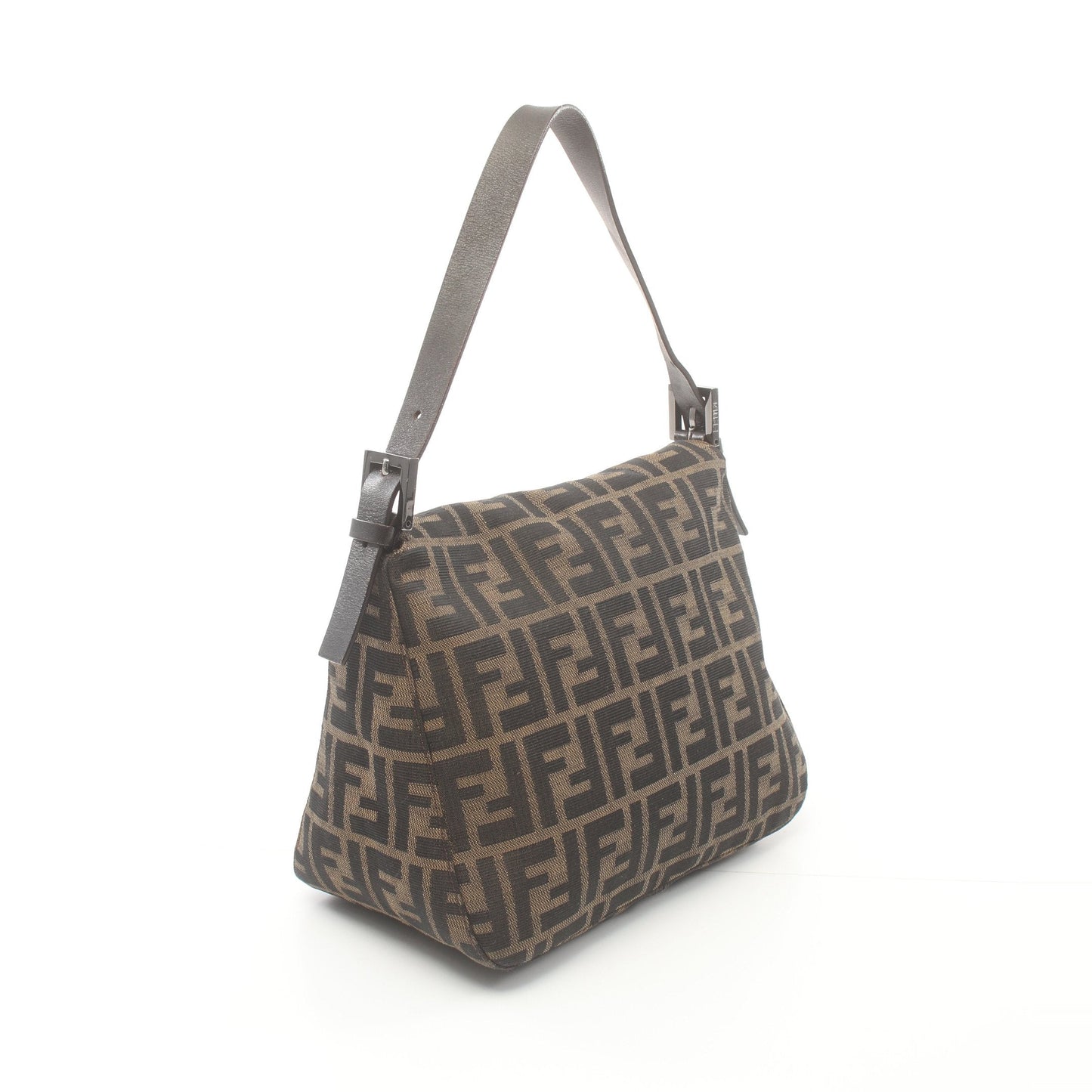 Luxury Fendi Mamma bucket Zucca One shoulder bag Canvas Leather Brown Dark brown