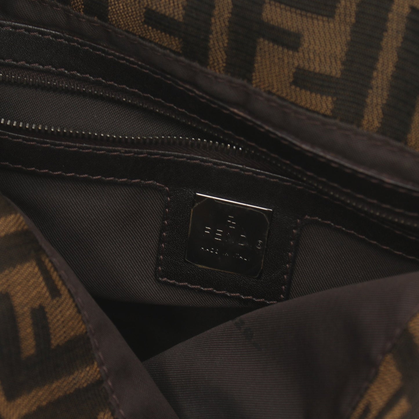 Luxury Fendi Mamma bucket Zucca One shoulder bag Canvas Leather Brown Dark brown