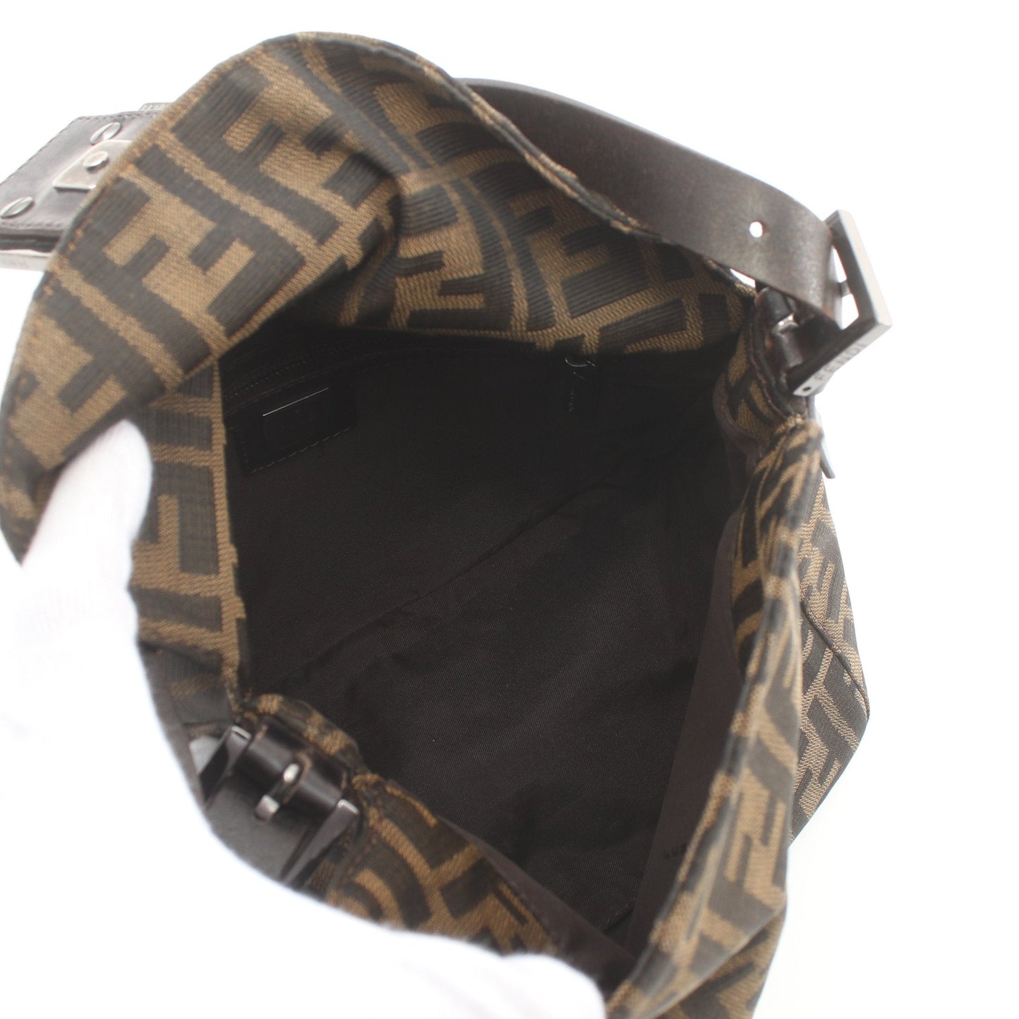 Luxury Fendi Mamma bucket Zucca One shoulder bag Canvas Leather Brown Dark brown
