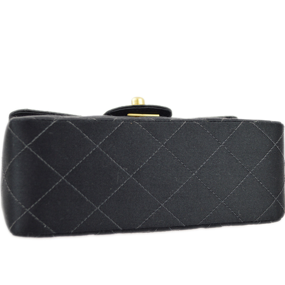 Luxury Chanel Black Satin Mini Classic Square Flap Shoulder Bag 17