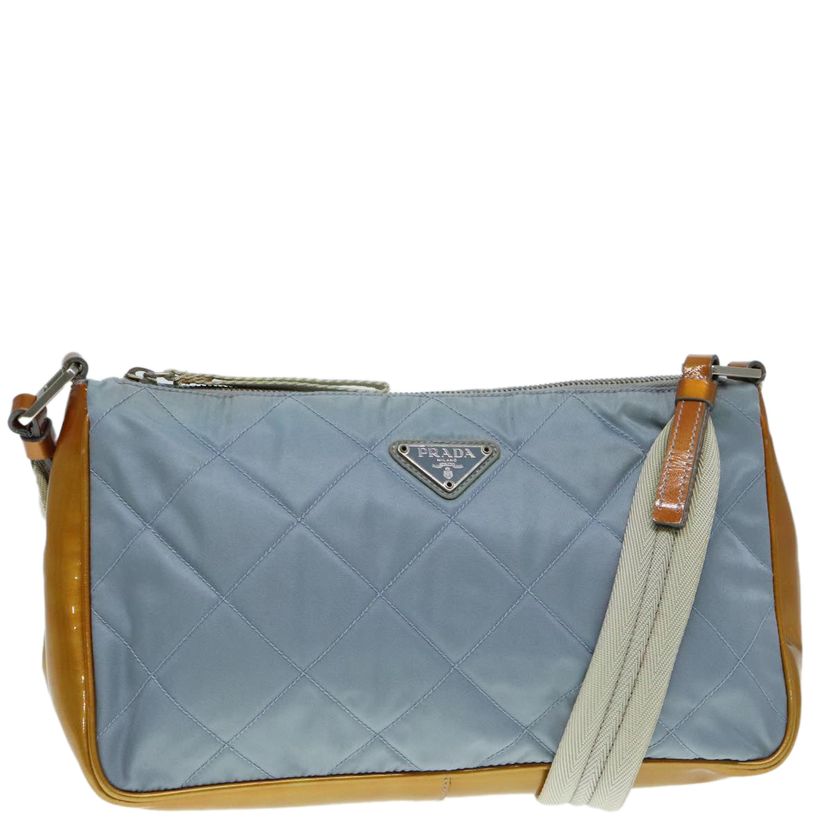 Luxury Prada Shoulder Bag Nylon Light Blue Silver  92105