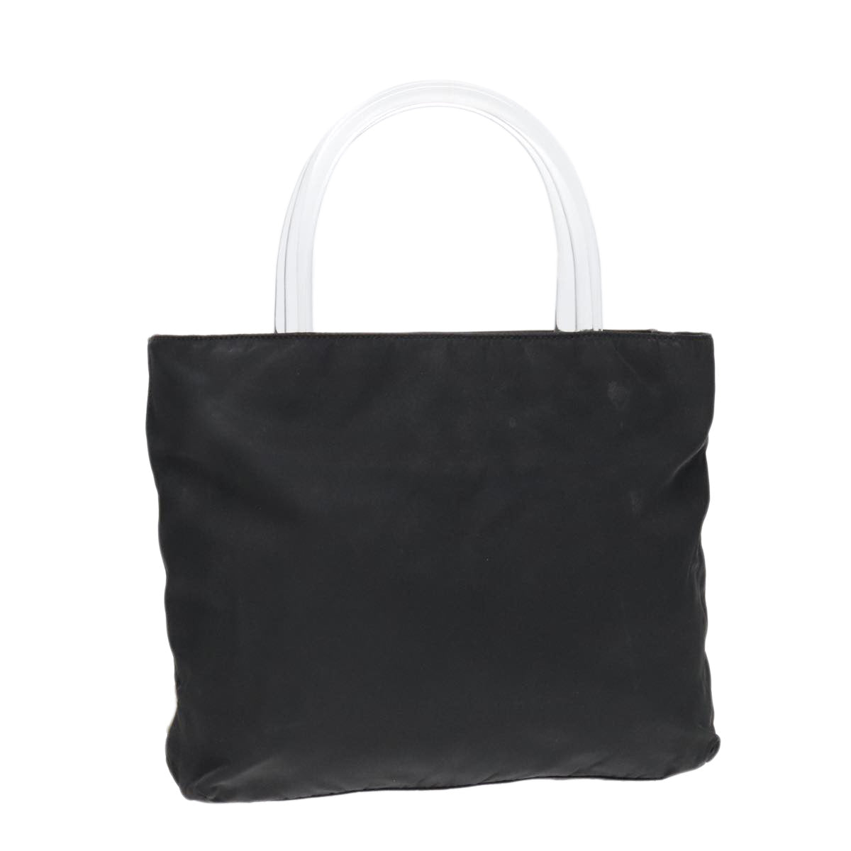 Luxury Prada Hand Bag Nylon Plastic Black Clear Silver  92116