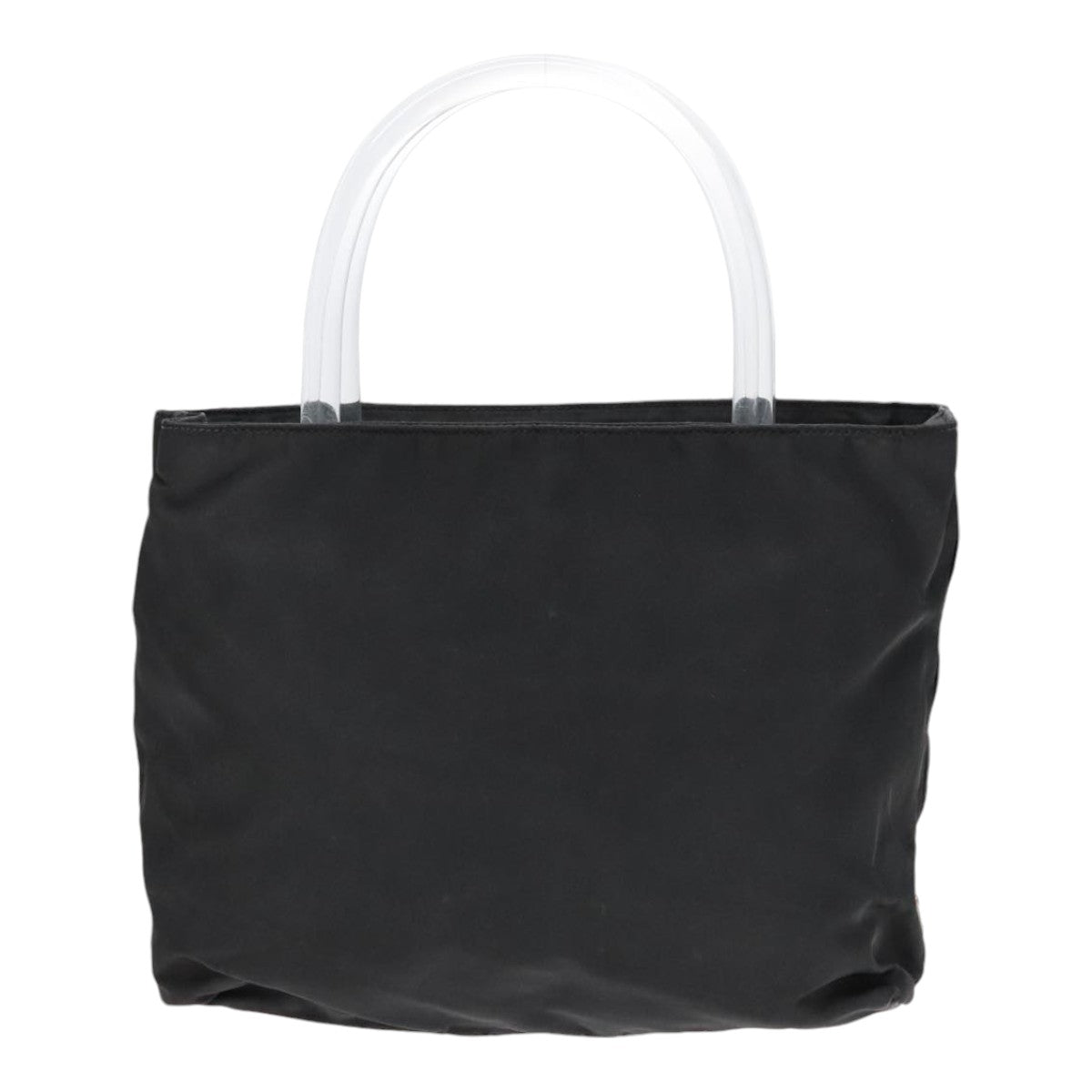 Luxury Prada Hand Bag Nylon Plastic Black Clear Silver  92116
