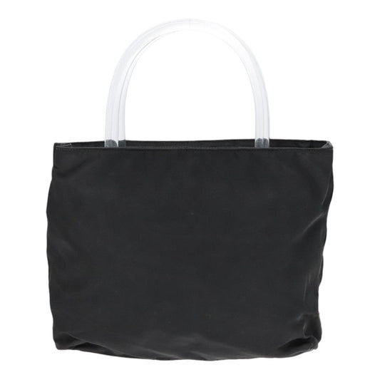 Luxury Prada Hand Bag Nylon Plastic Black Clear Silver  92116