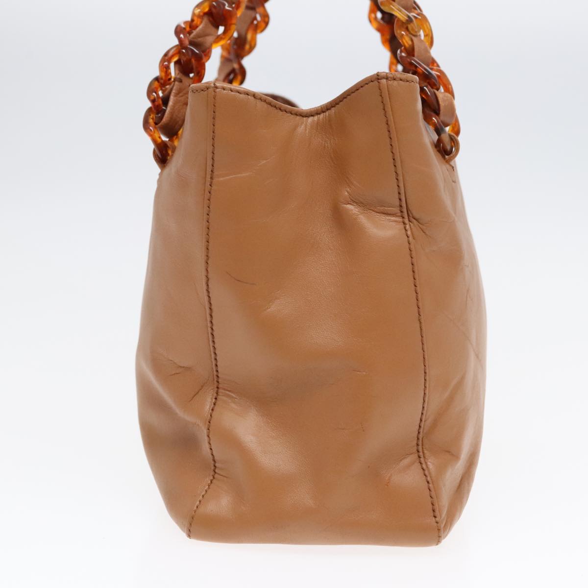 Luxury Prada Tote Bag Leather Brown Silver  92122