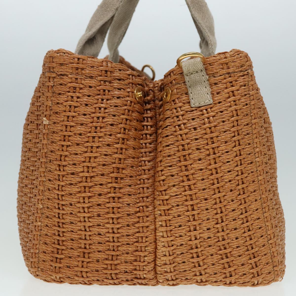 Luxury Prada Canapa GM Hand Bag Raffia 2way Beige Gold  92125
