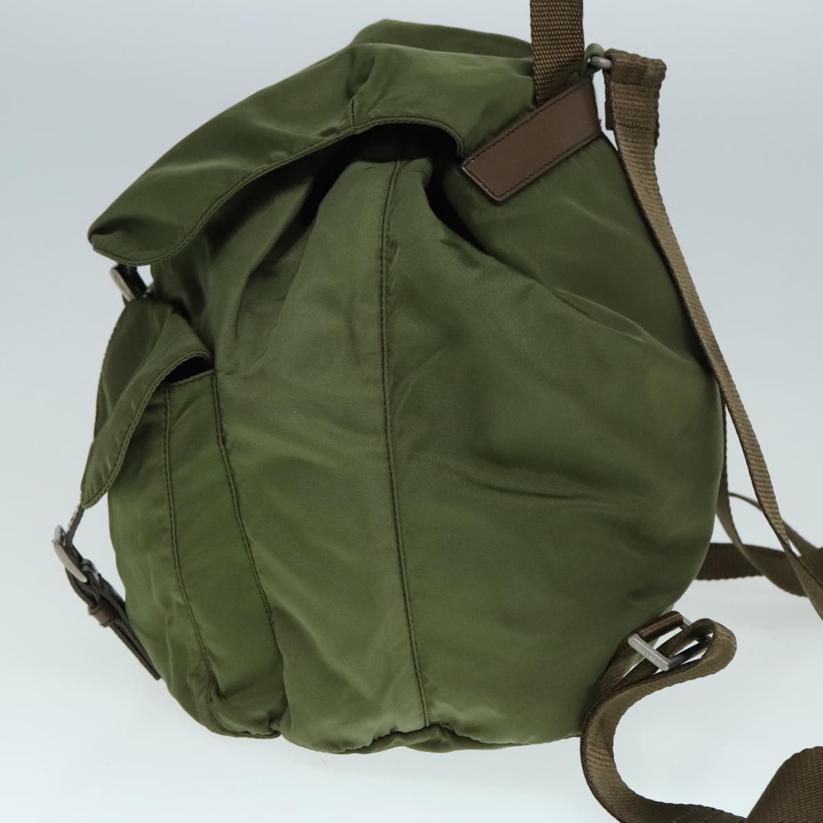 Luxury Prada Backpack Nylon Khaki Silver  92200