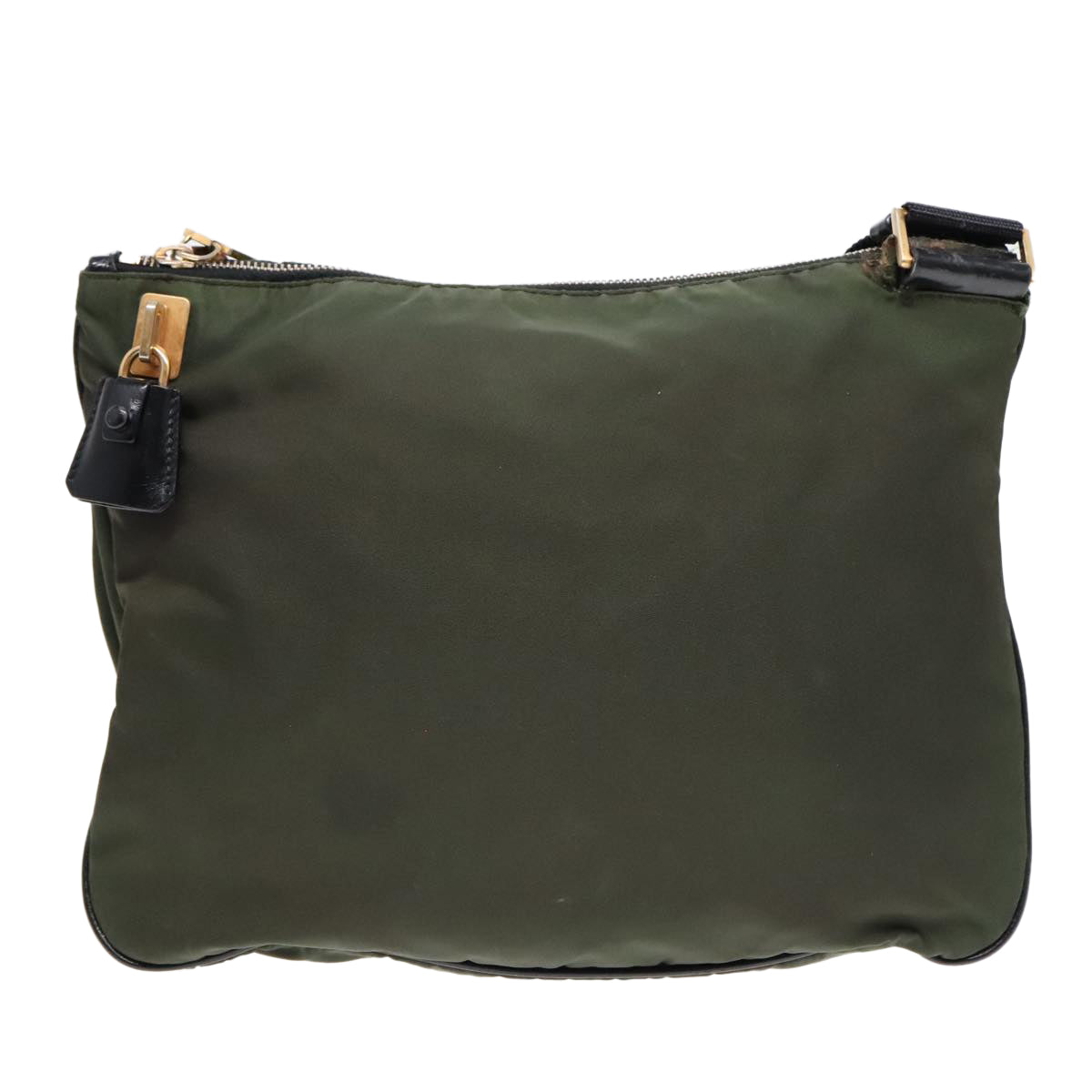 Luxury Prada Shoulder Bag Nylon Khaki Gold  92218