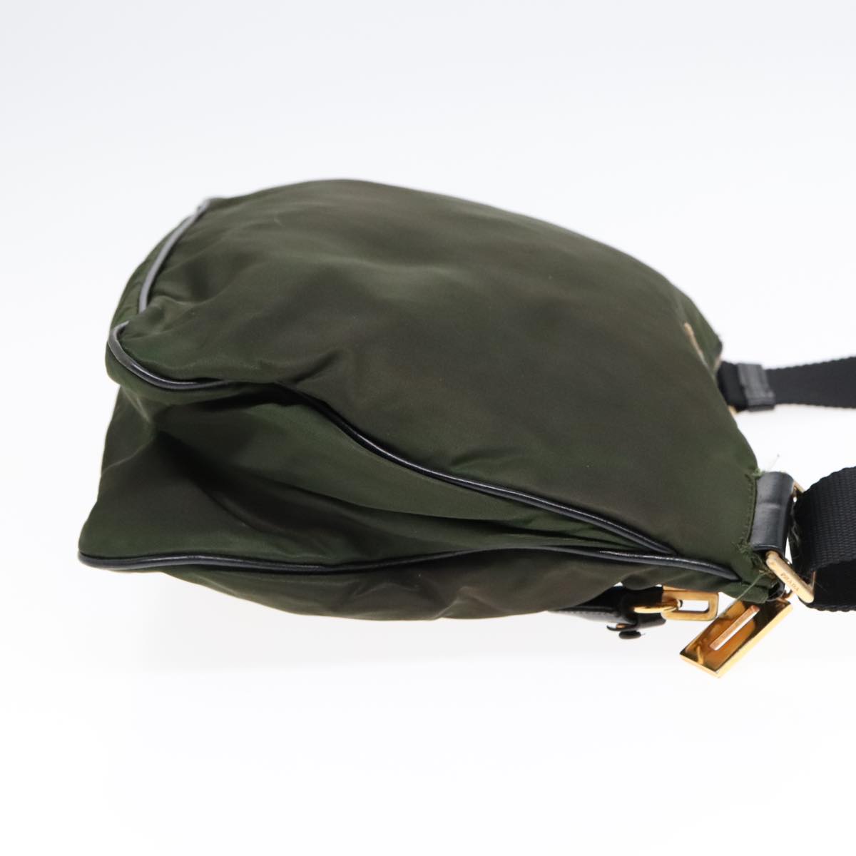 Luxury Prada Shoulder Bag Nylon Khaki Gold  92218