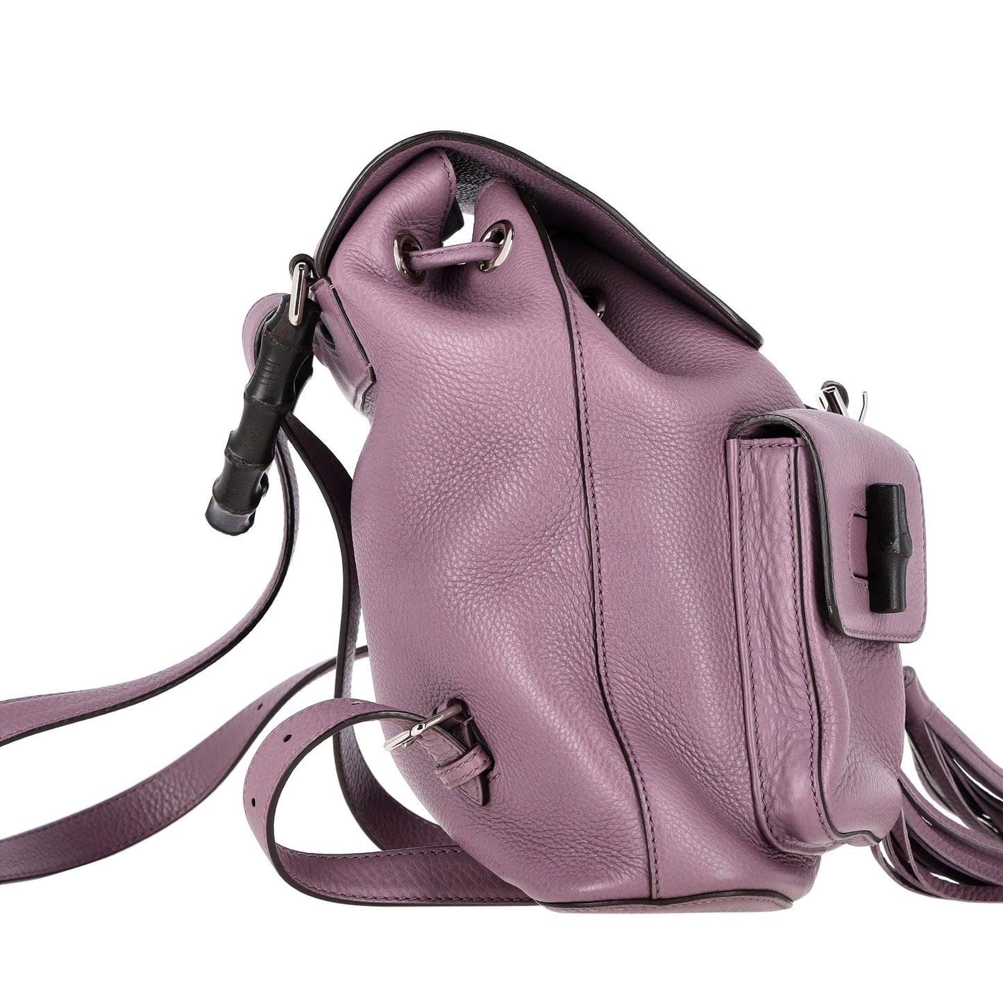 Luxury Gucci Trending 2025 Daily Bamboo Backpack in Purple Leather