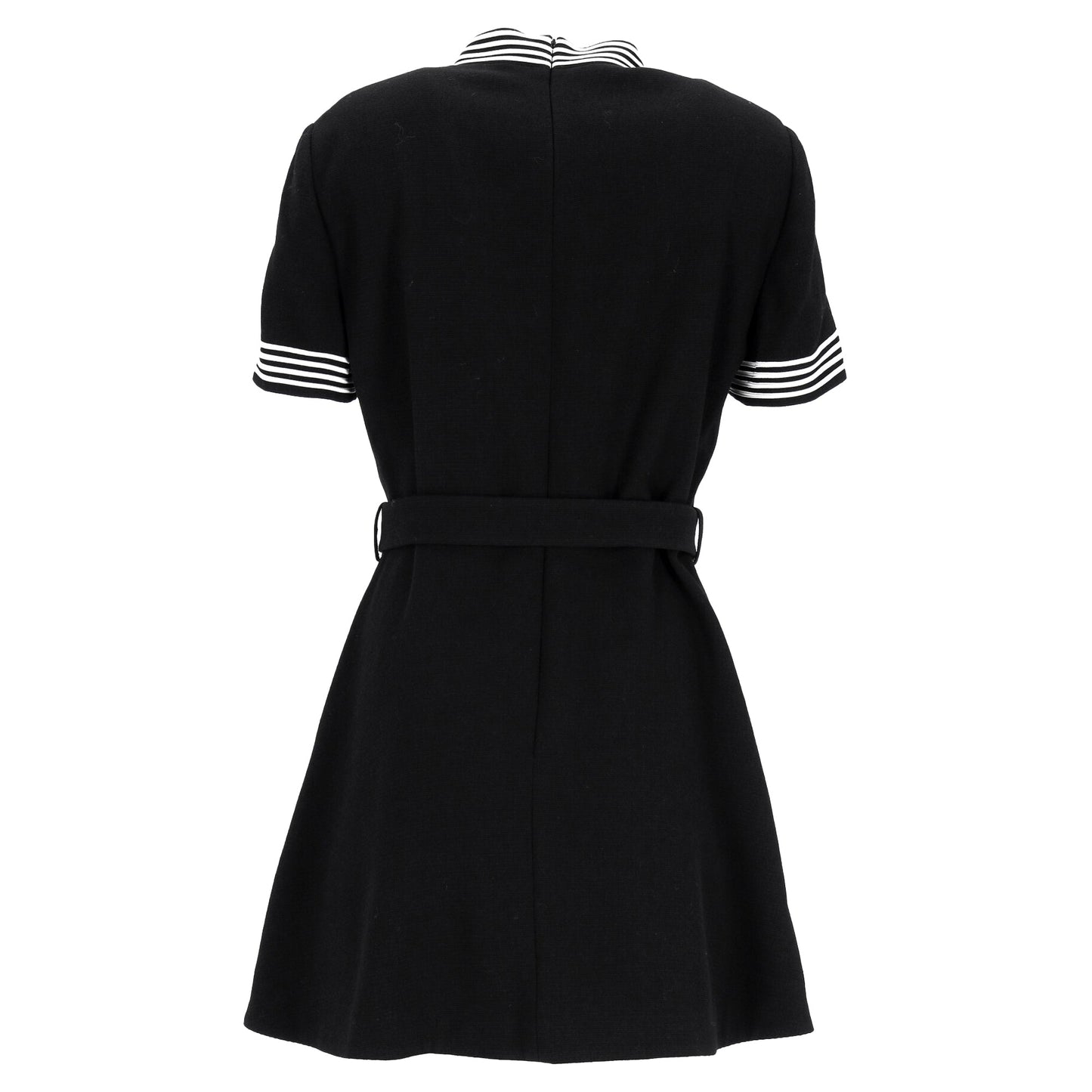 Gucci Belted Mini Flared Dress in Black Wool