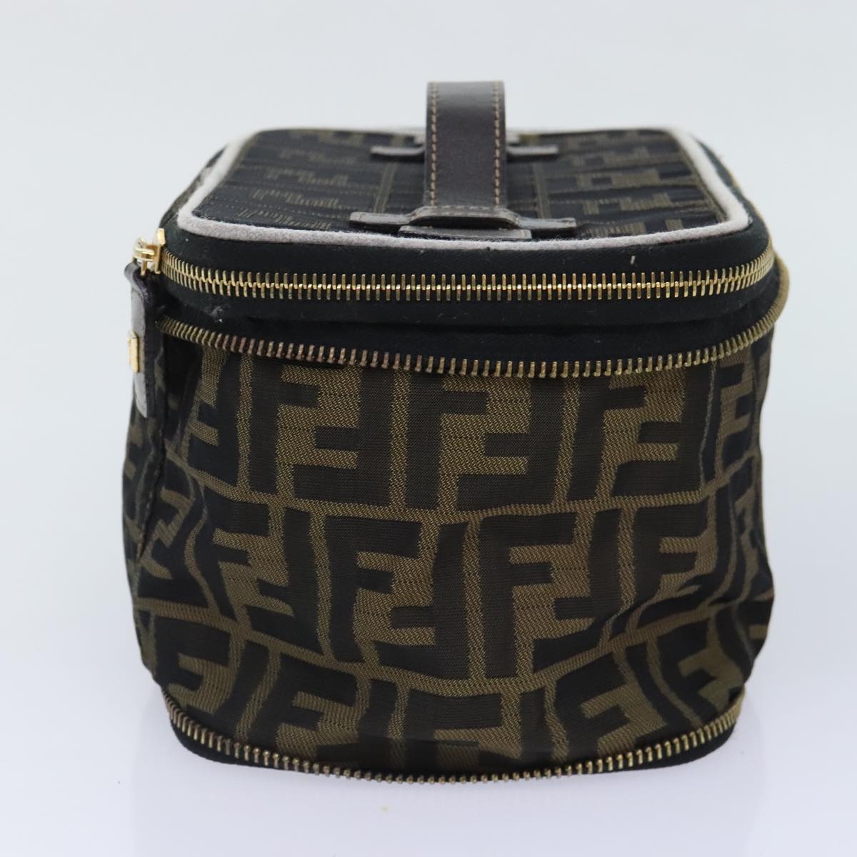 Luxury Fendi Zucca Canvas Vanity Pouch Brown Black gold92315