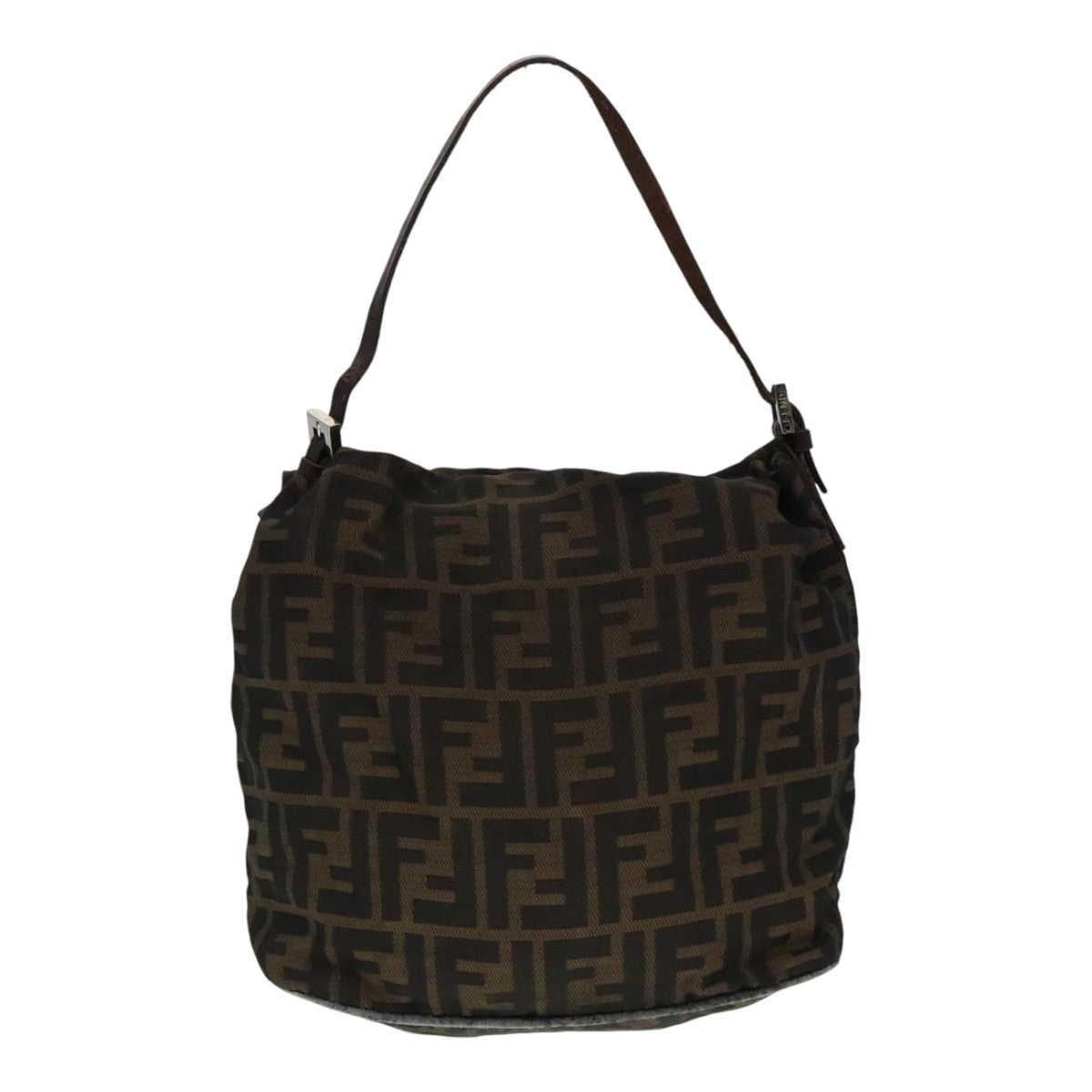 Luxury Fendi Zucca Canvas Hand Bag Brown Black Silver92328