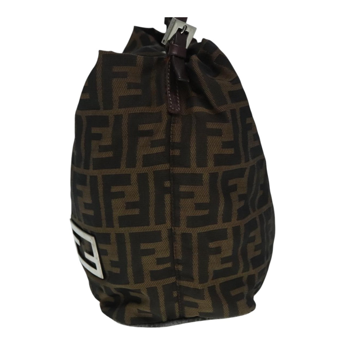 Luxury Fendi Zucca Canvas Hand Bag Brown Black Silver92328