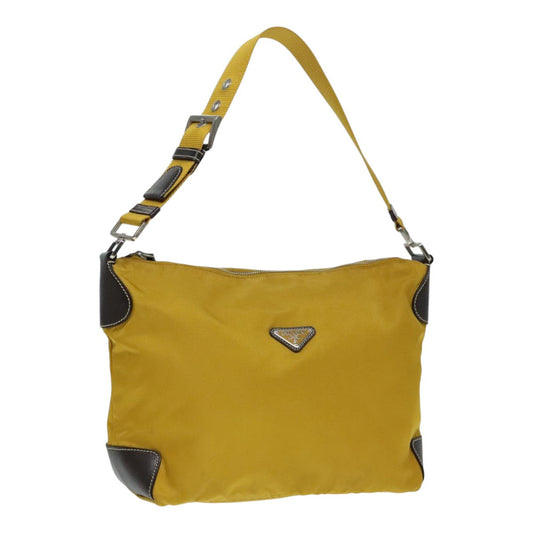 Luxury Prada Shoulder Bag Nylon Yellow Silver  92335