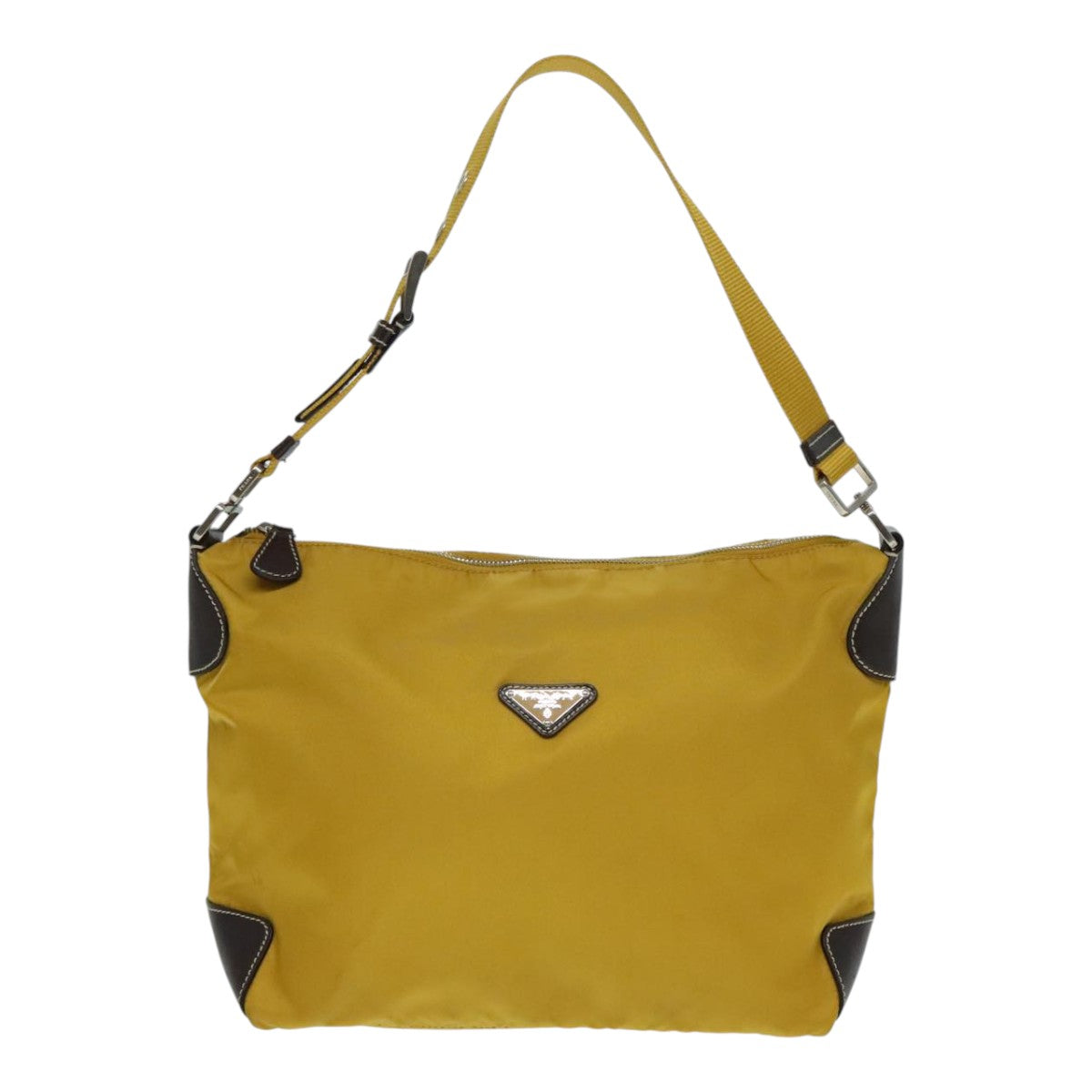 Luxury Prada Shoulder Bag Nylon Yellow Silver  92335