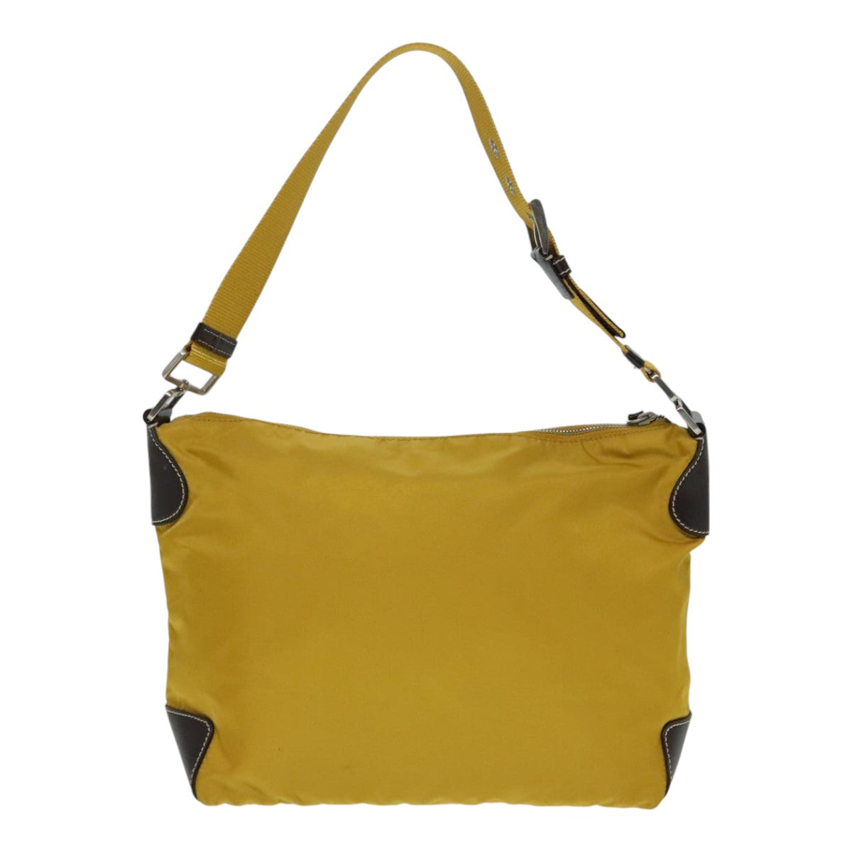 Luxury Prada Shoulder Bag Nylon Yellow Silver  92335