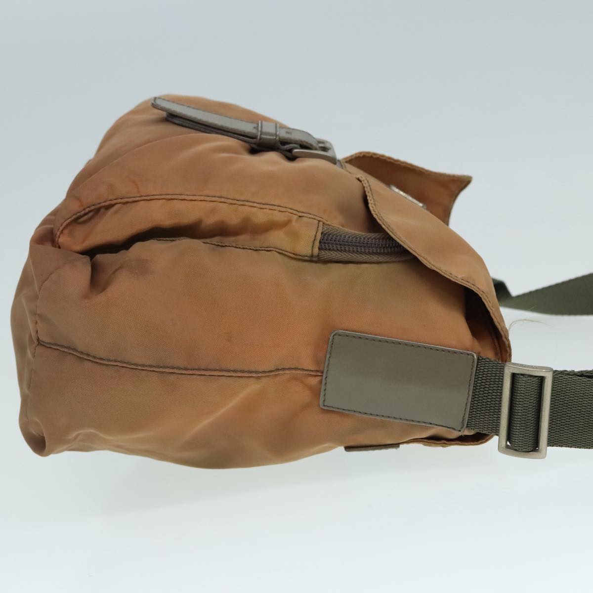 Luxury Prada Shoulder Bag Nylon Silver Brown  92342