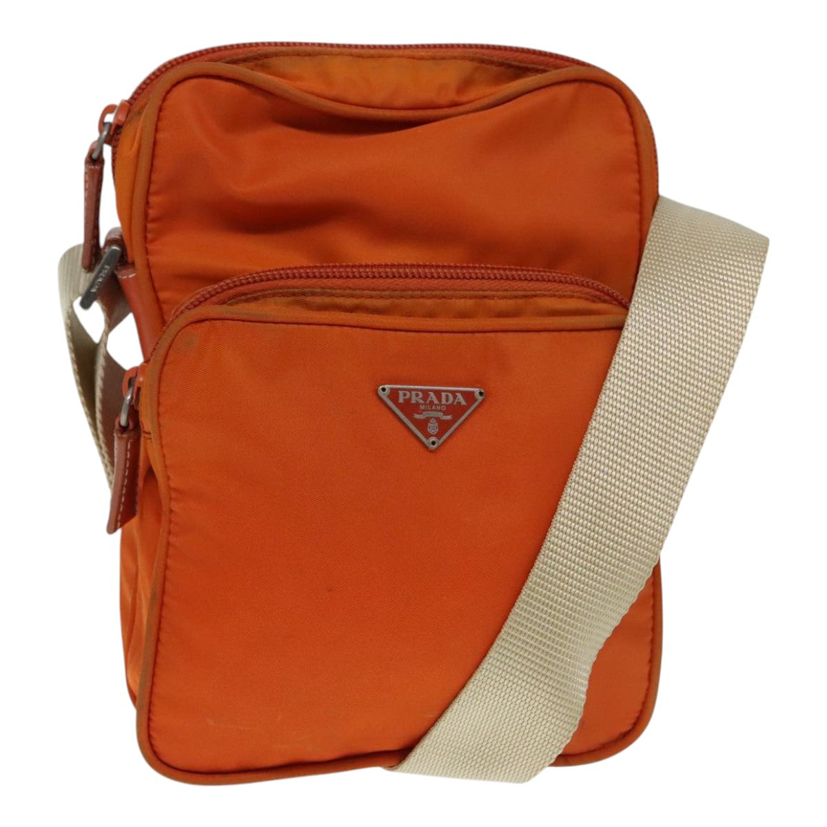 Luxury Prada Shoulder Bag Nylon Orange Silver  92345