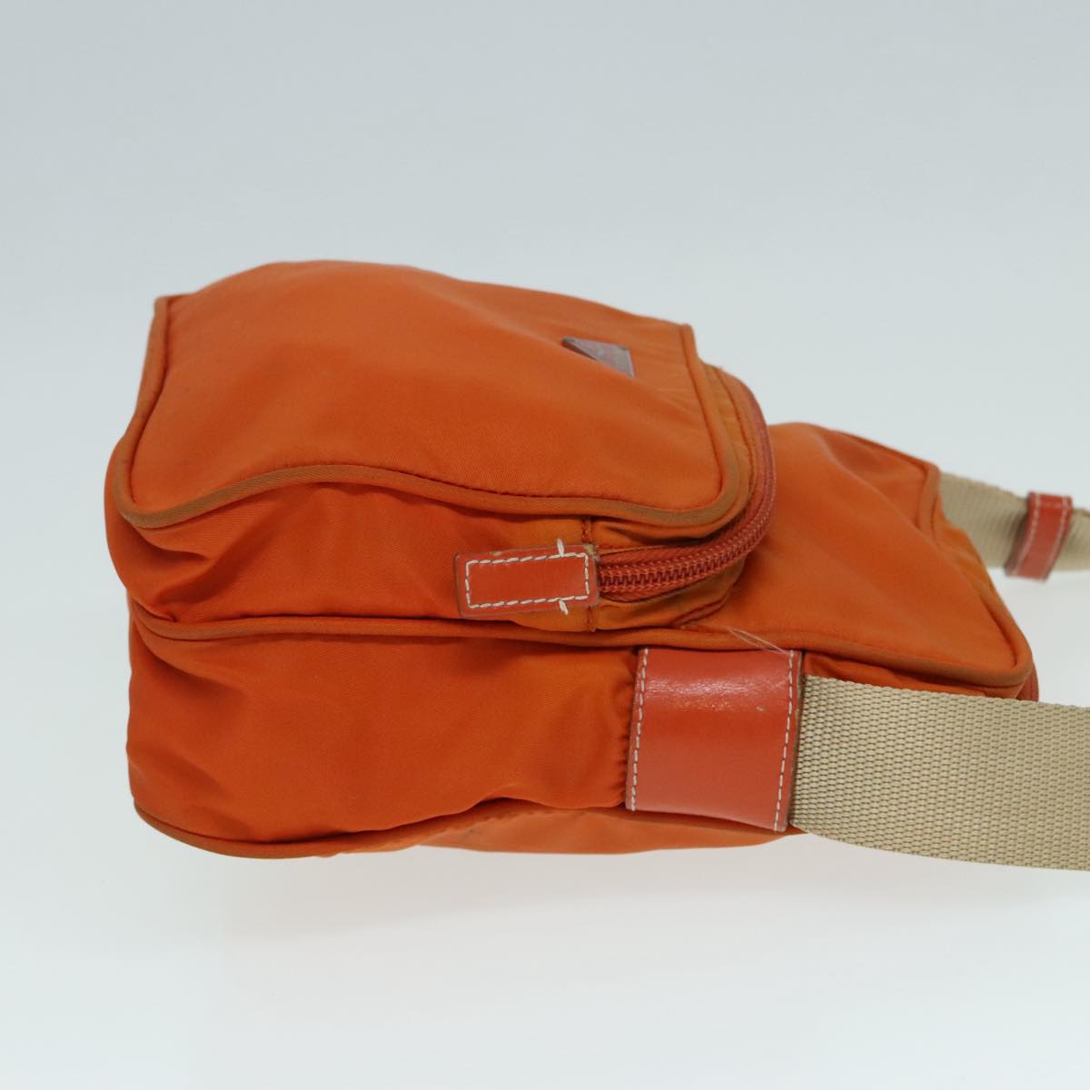 Luxury Prada Shoulder Bag Nylon Orange Silver  92345