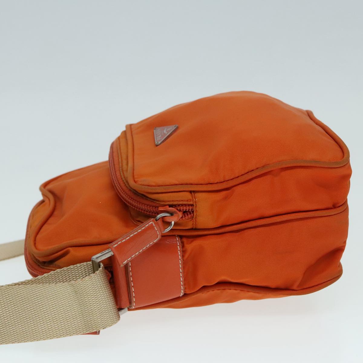 Luxury Prada Shoulder Bag Nylon Orange Silver  92345