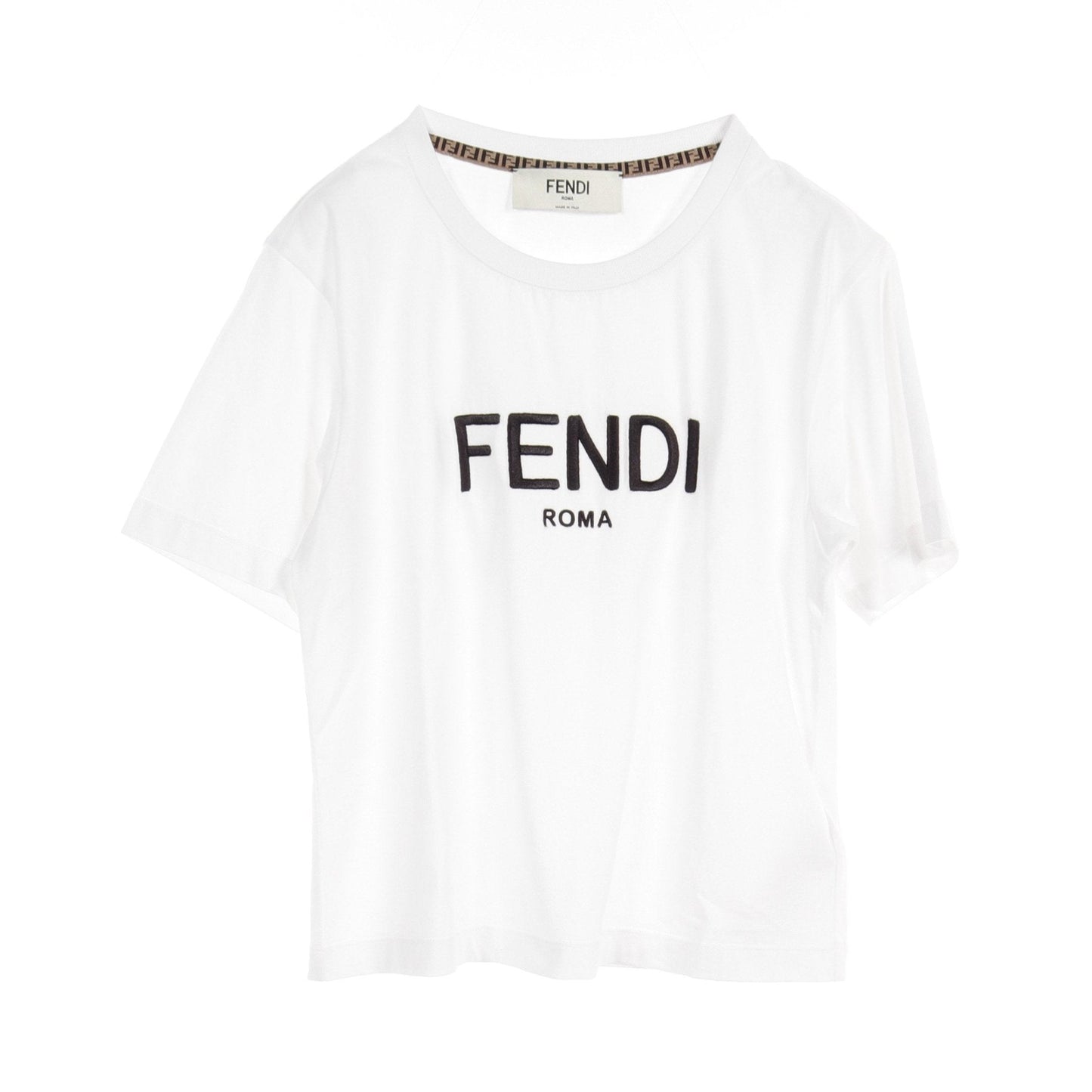 Luxury Fendi T-shirt Logo embroidery Cotton White