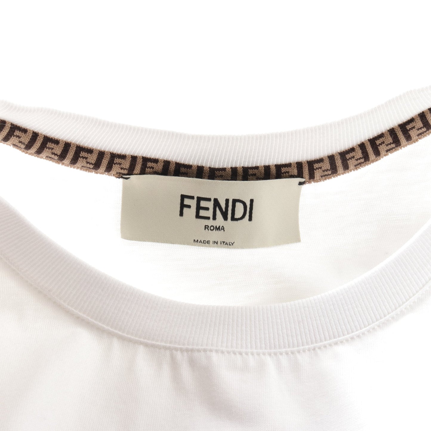 Luxury Fendi T-shirt Logo embroidery Cotton White