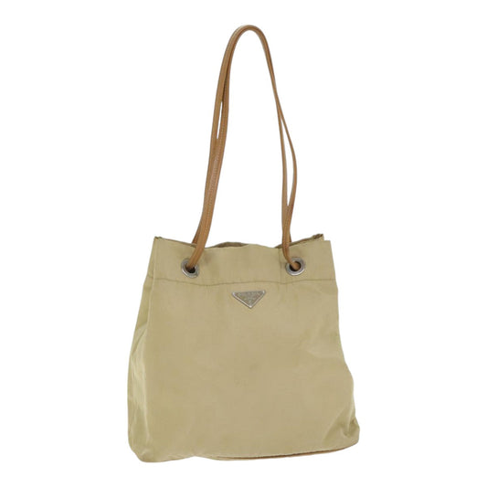 Luxury Prada Shoulder Bag Nylon Beige Silver  92399
