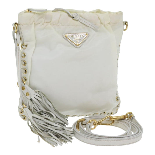 Luxury Prada Shoulder Bag Nylon White Gold  92404