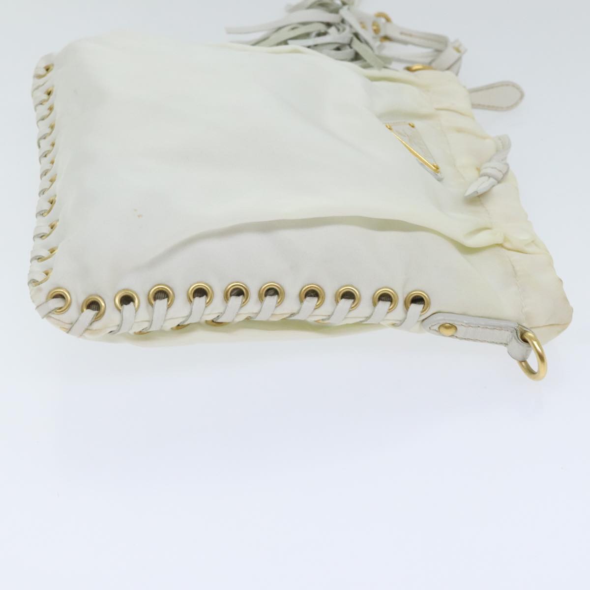 Luxury Prada Shoulder Bag Nylon White Gold  92404