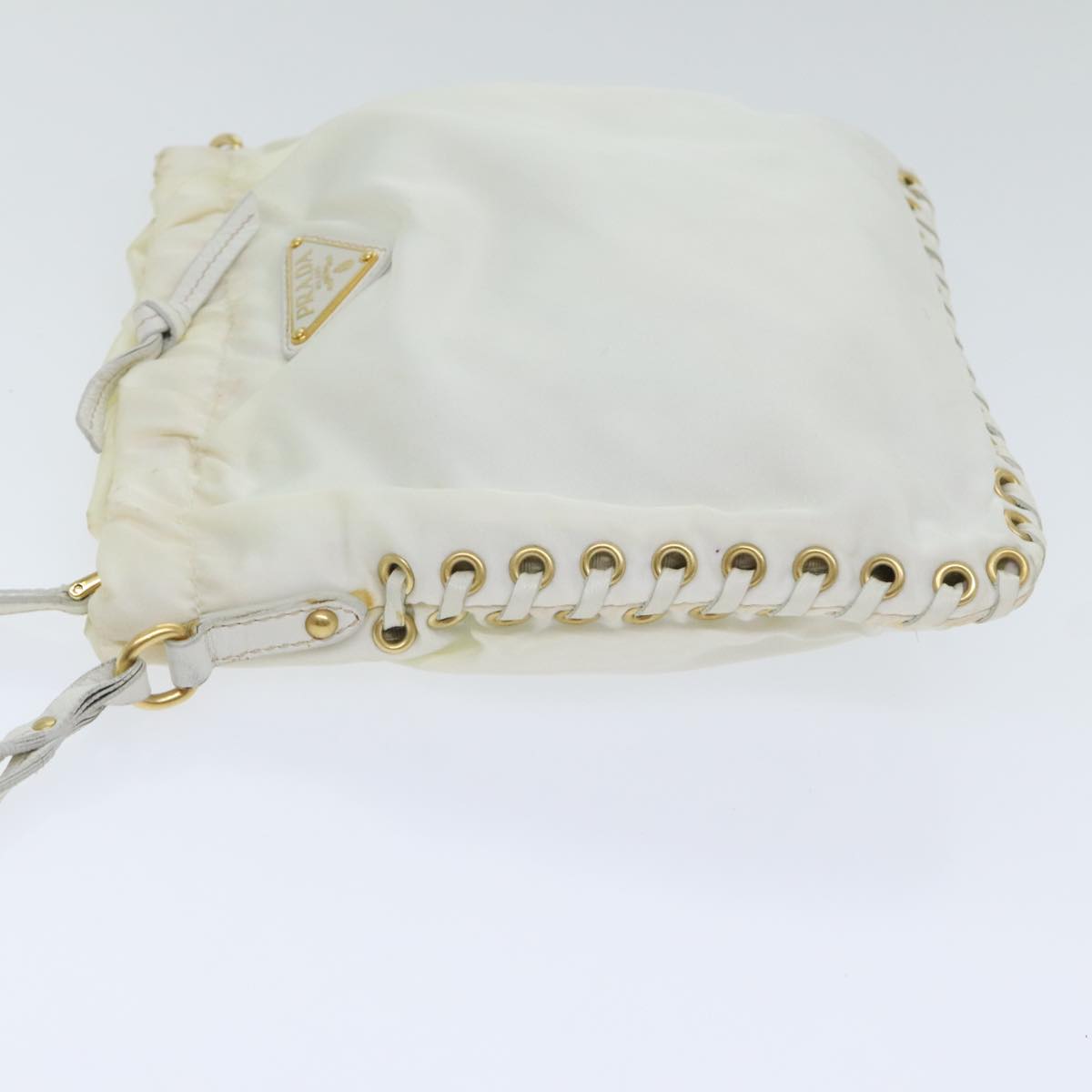 Luxury Prada Shoulder Bag Nylon White Gold  92404