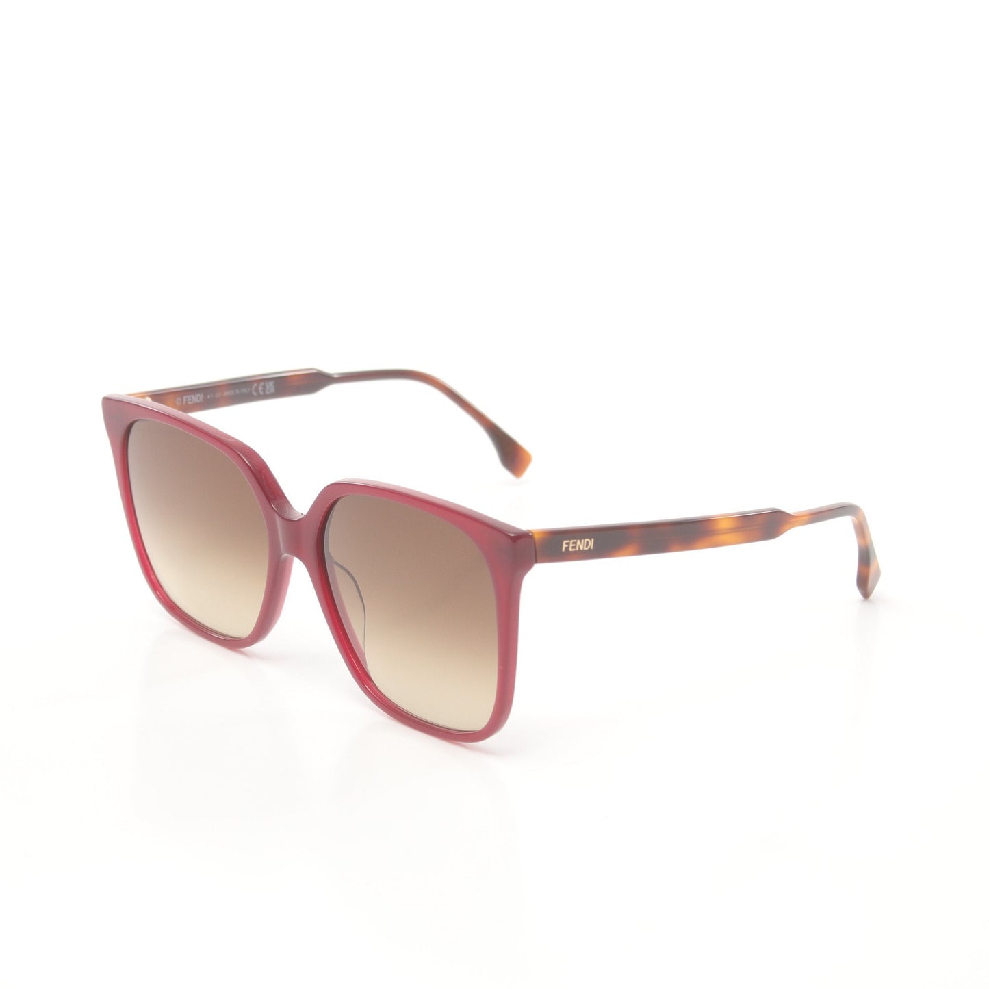 Luxury Fendi Square Sunglasses Red Brown